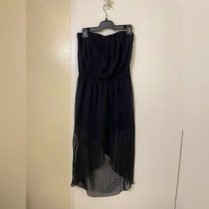 Sheer Mesh strapless high low dress
